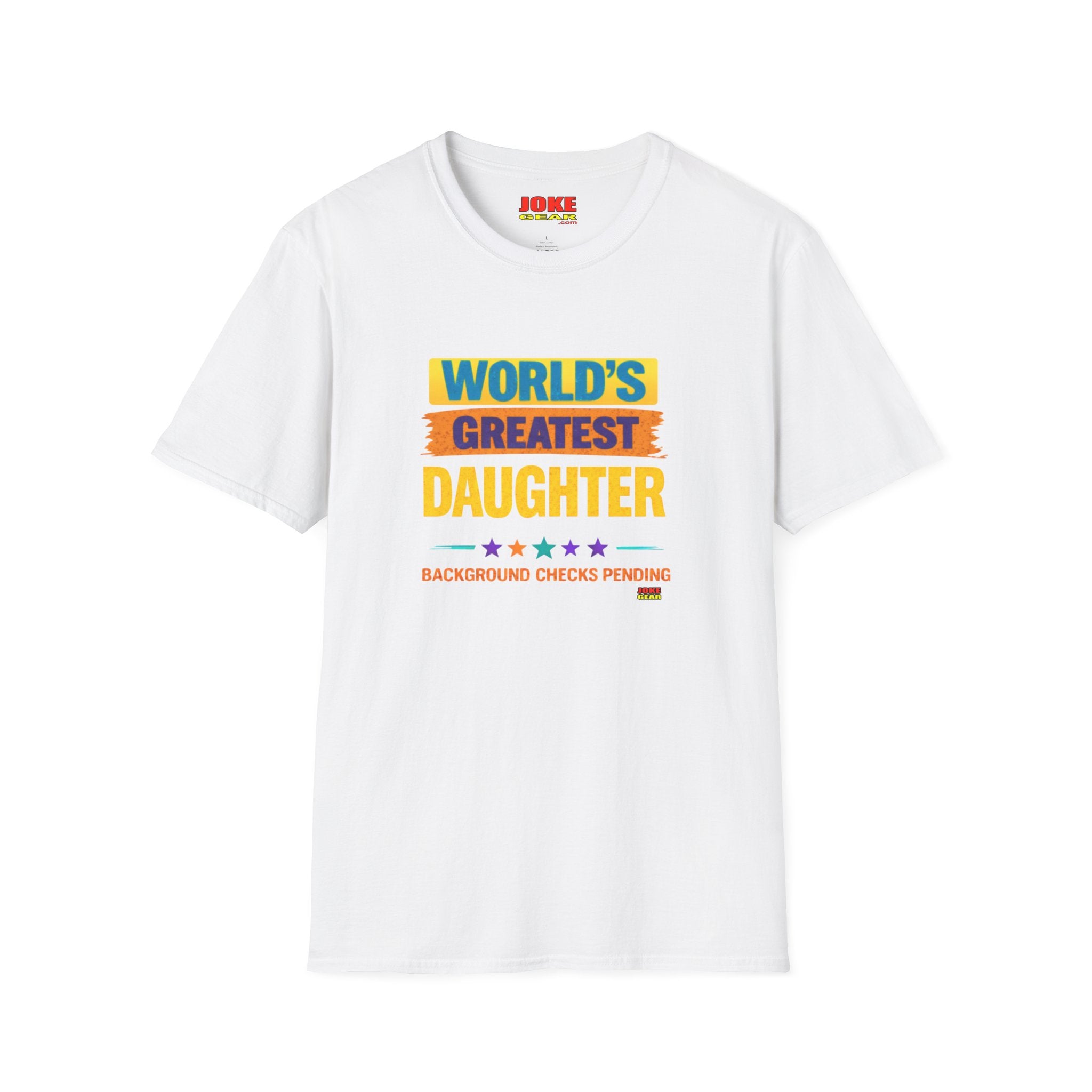"World's Greatest Daughter" Colorful Retro Pride Tee (Background Checks Pending)
