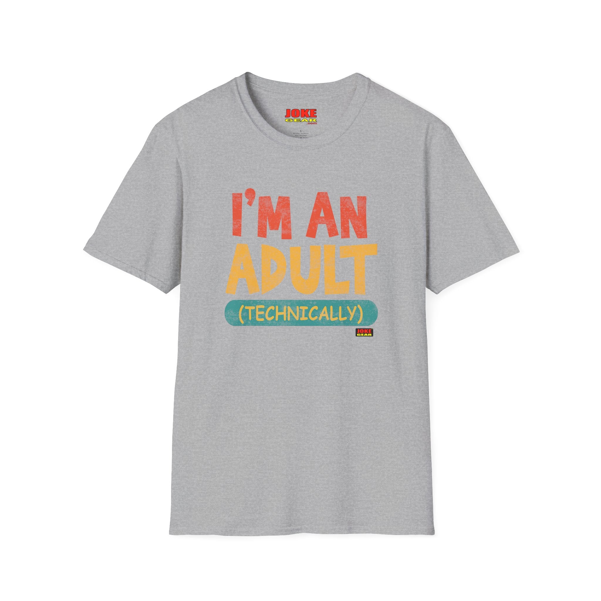 I’m An Adult (Technically) T-Shirt — Funny Retro Graphic Tee for New Adults & Graduation Gifts
