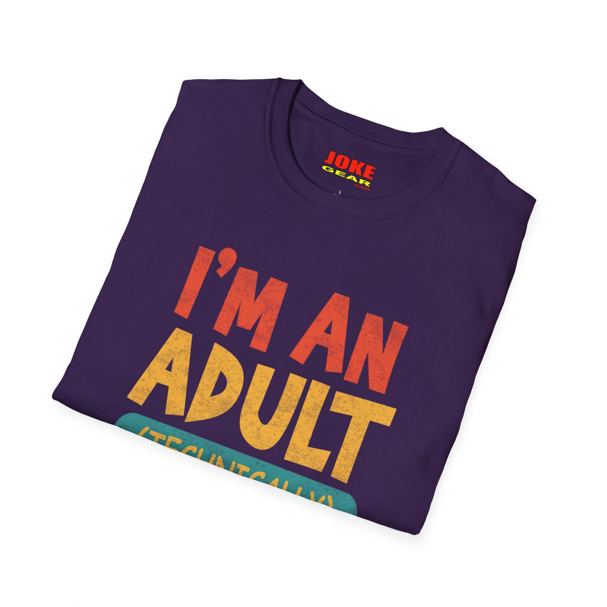 I’m An Adult (Technically) T-Shirt — Funny Retro Graphic Tee for New Adults & Graduation Gifts