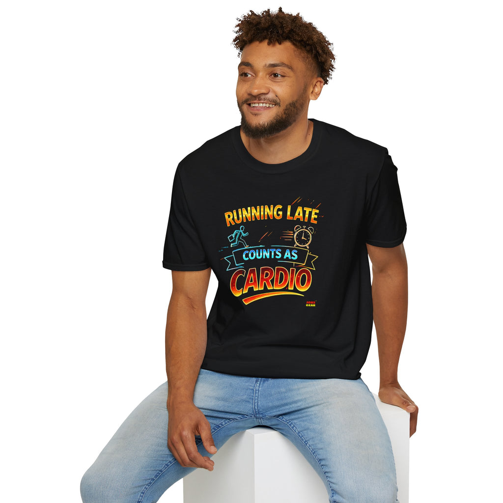 Running Late Counts As Cardio T-Shirt — Funny Fitness Graphic Tee
