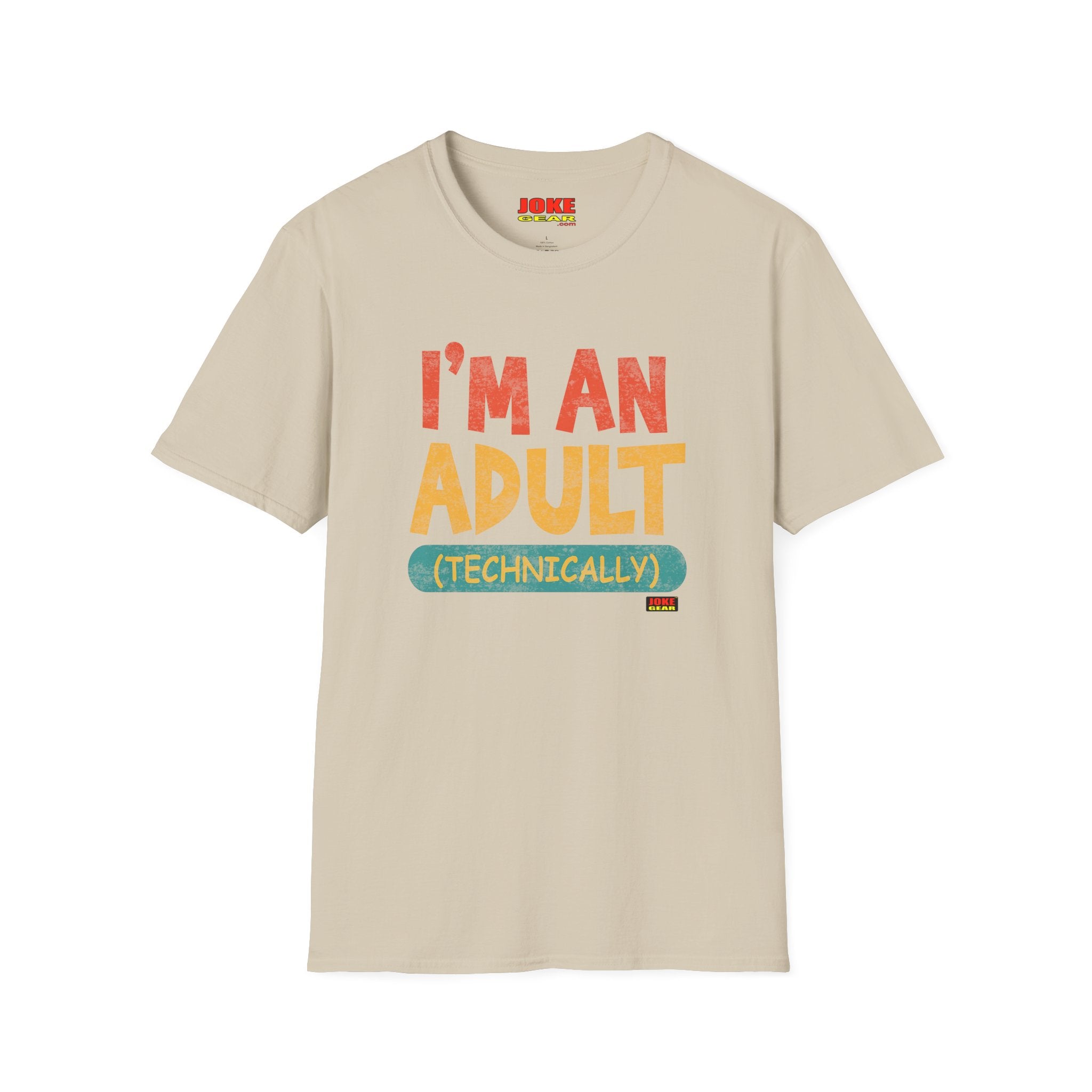 I’m An Adult (Technically) T-Shirt — Funny Retro Graphic Tee for New Adults & Graduation Gifts