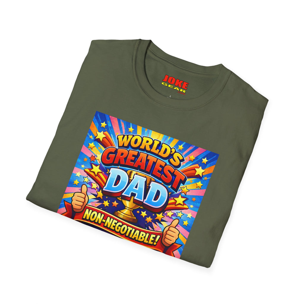 World's Greatest Dad T-Shirt — "Non-Negotiable" Retro Comic Design