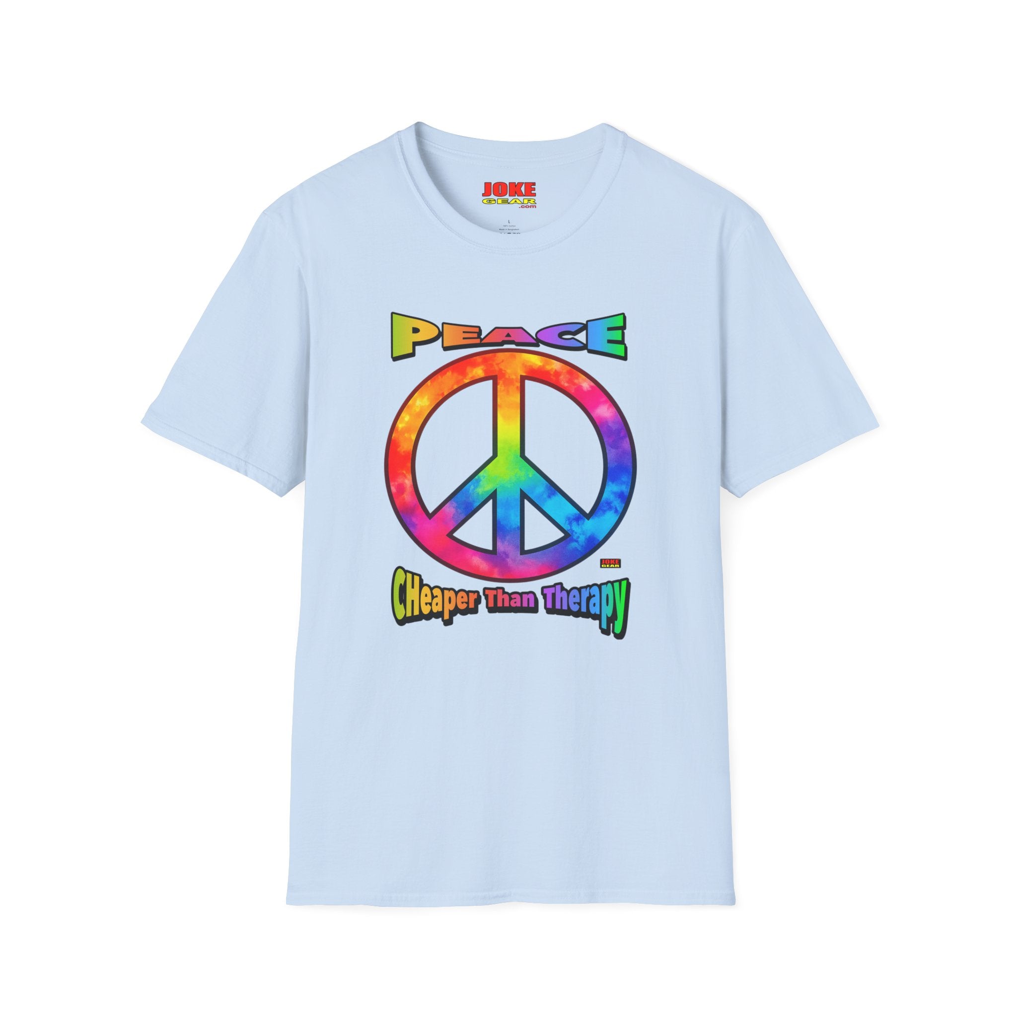Peace Tie-Dye Graphic T-Shirt — "Peace: Cheaper Than Therapy" Retro Hippie Tee