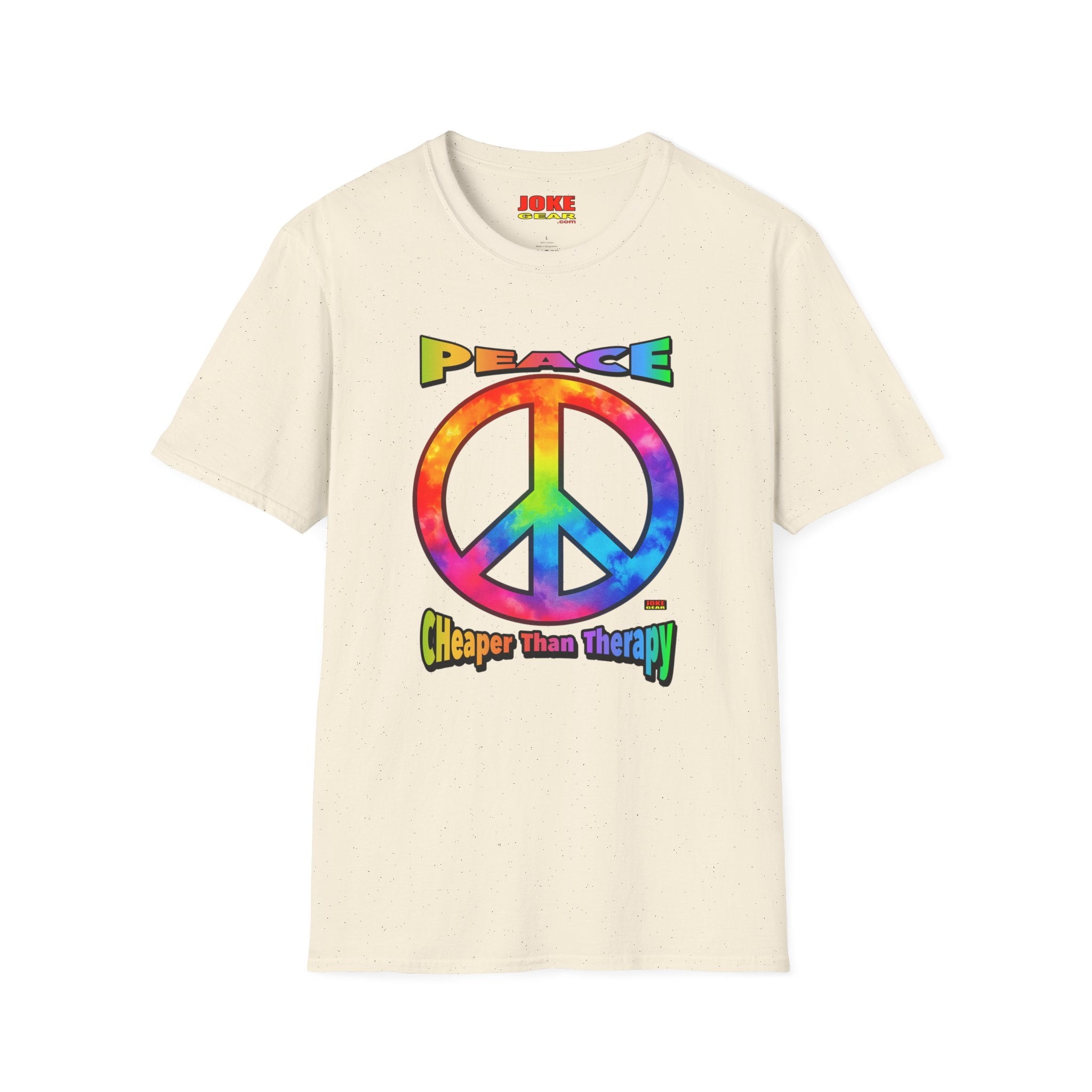 Peace Tie-Dye Graphic T-Shirt — "Peace: Cheaper Than Therapy" Retro Hippie Tee