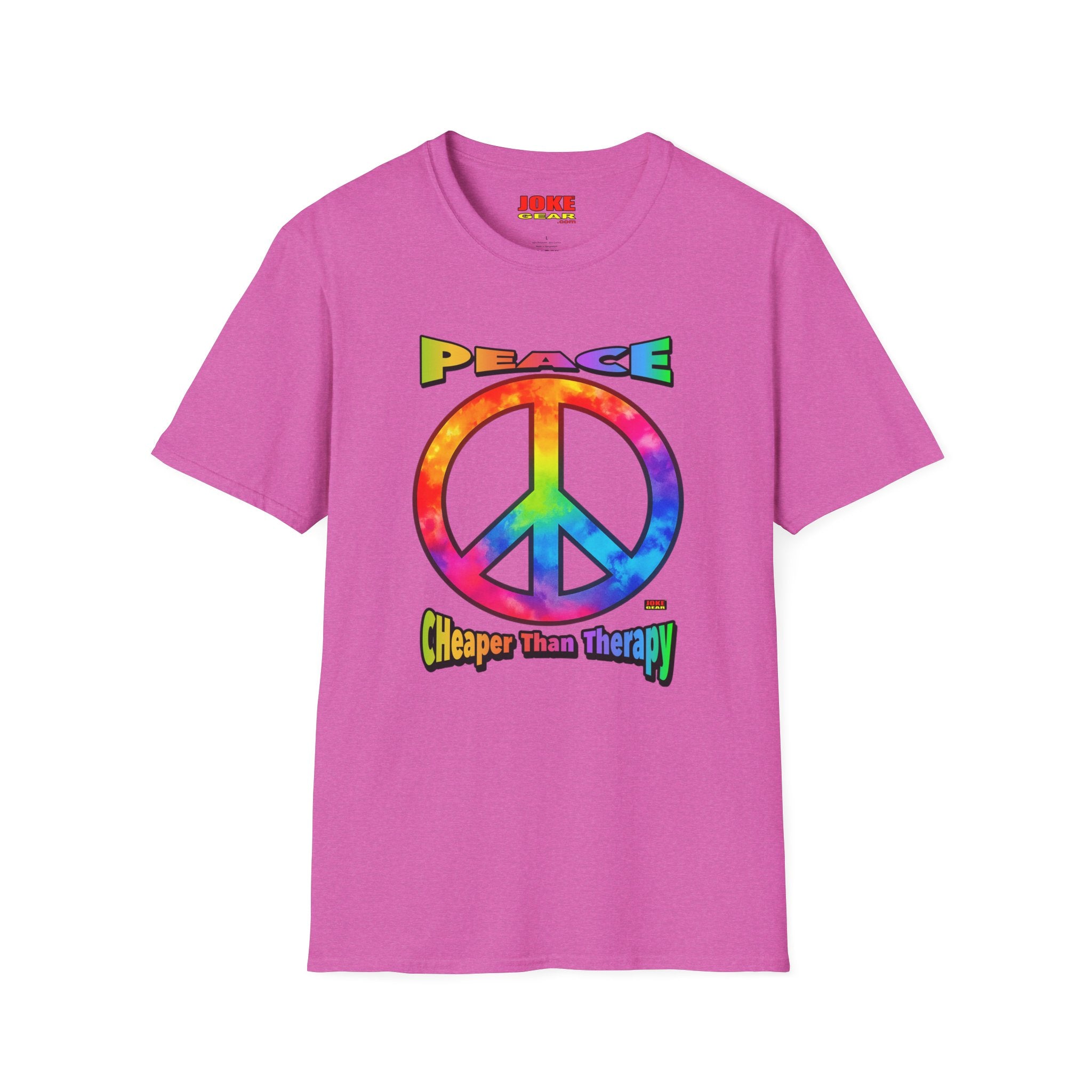Peace Tie-Dye Graphic T-Shirt — "Peace: Cheaper Than Therapy" Retro Hippie Tee