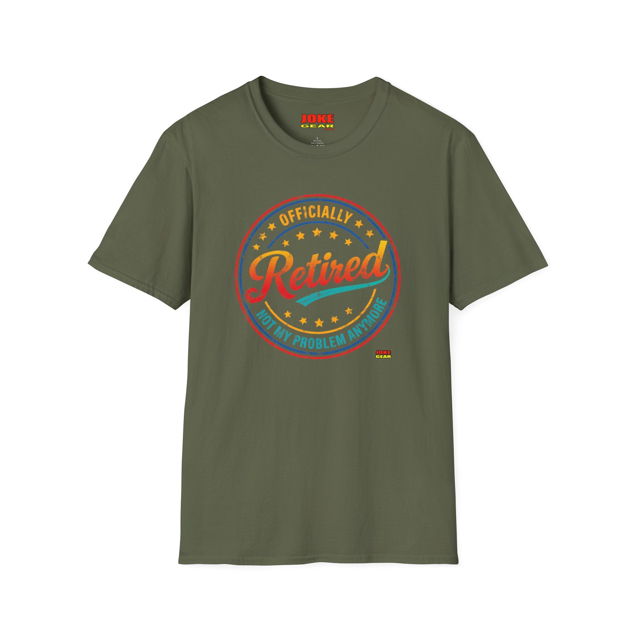 Retired Badge T-Shirt — "Officially Retired (Not My Problem Anymore)" Retirement Tee
