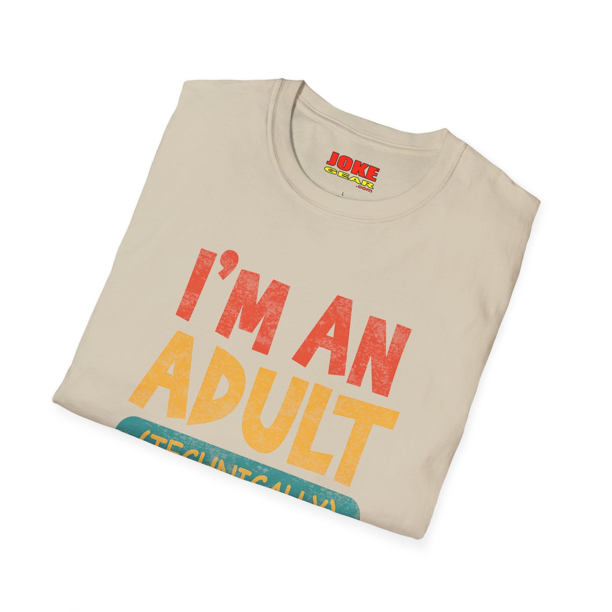 I’m An Adult (Technically) T-Shirt — Funny Retro Graphic Tee for New Adults & Graduation Gifts
