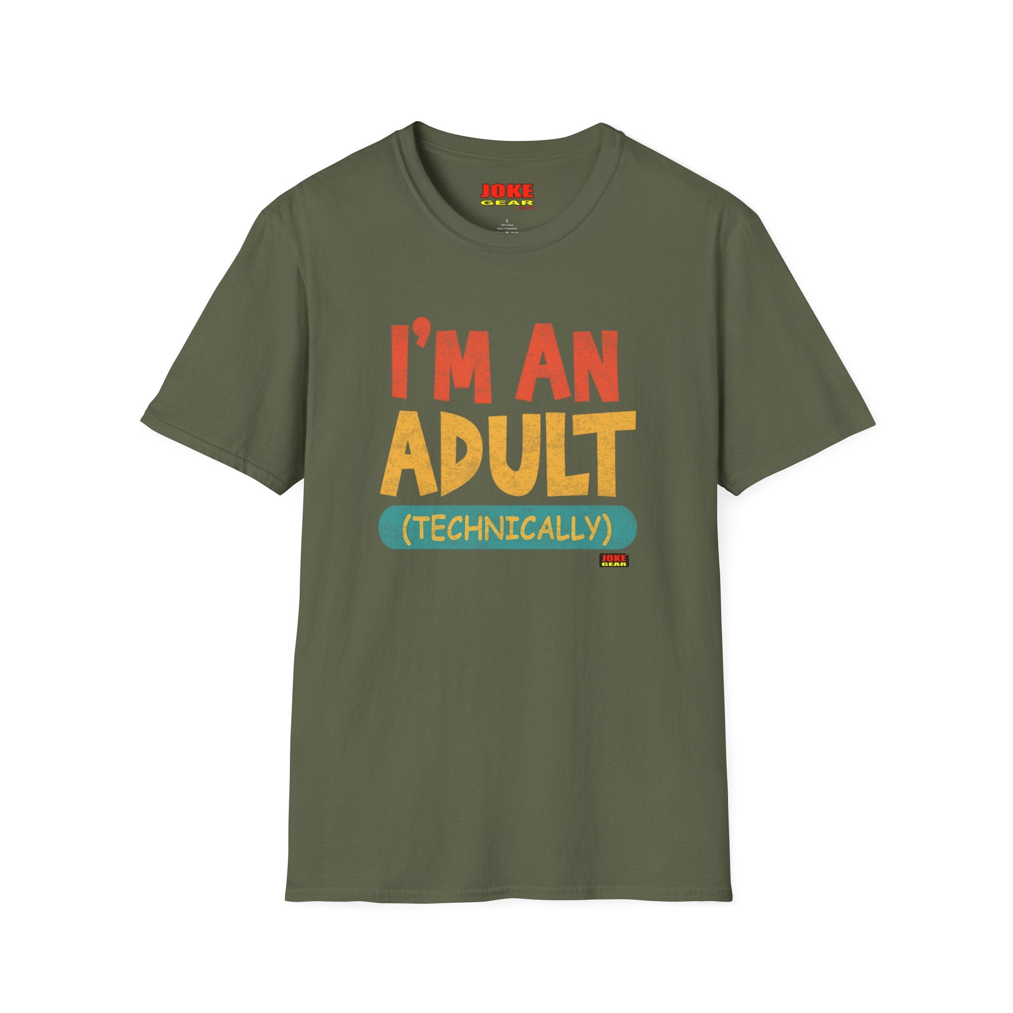 I’m An Adult (Technically) T-Shirt — Funny Retro Graphic Tee for New Adults & Graduation Gifts