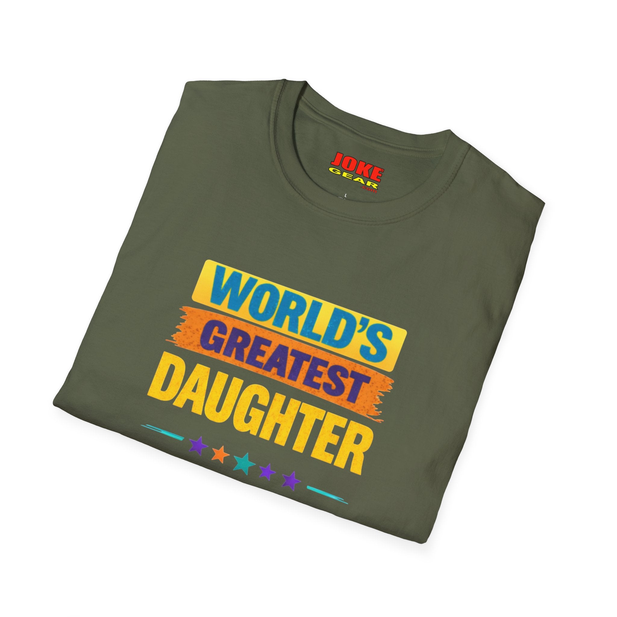 "World's Greatest Daughter" Colorful Retro Pride Tee (Background Checks Pending)