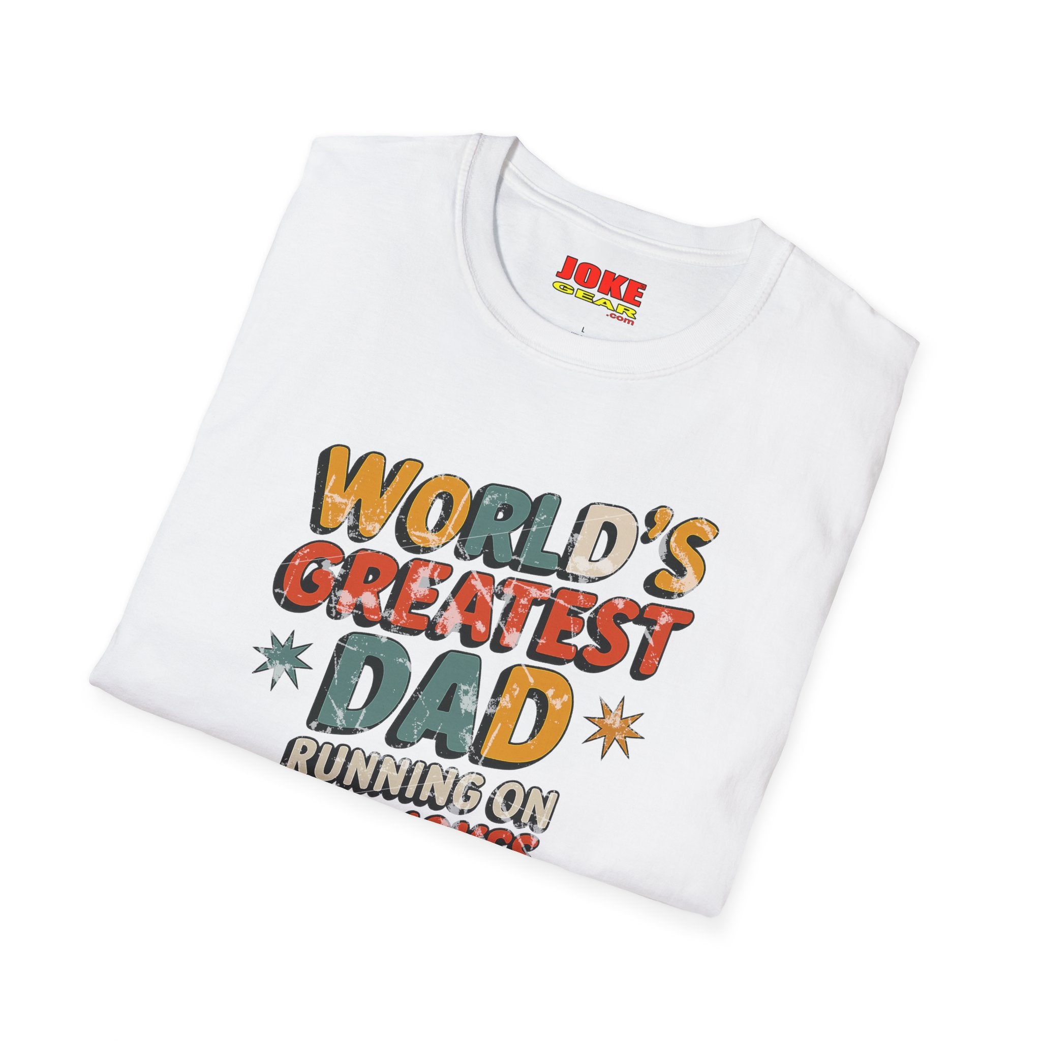 World's Greatest Dad T-Shirt — Running on Dad Jokes Vintage Graphic Tee