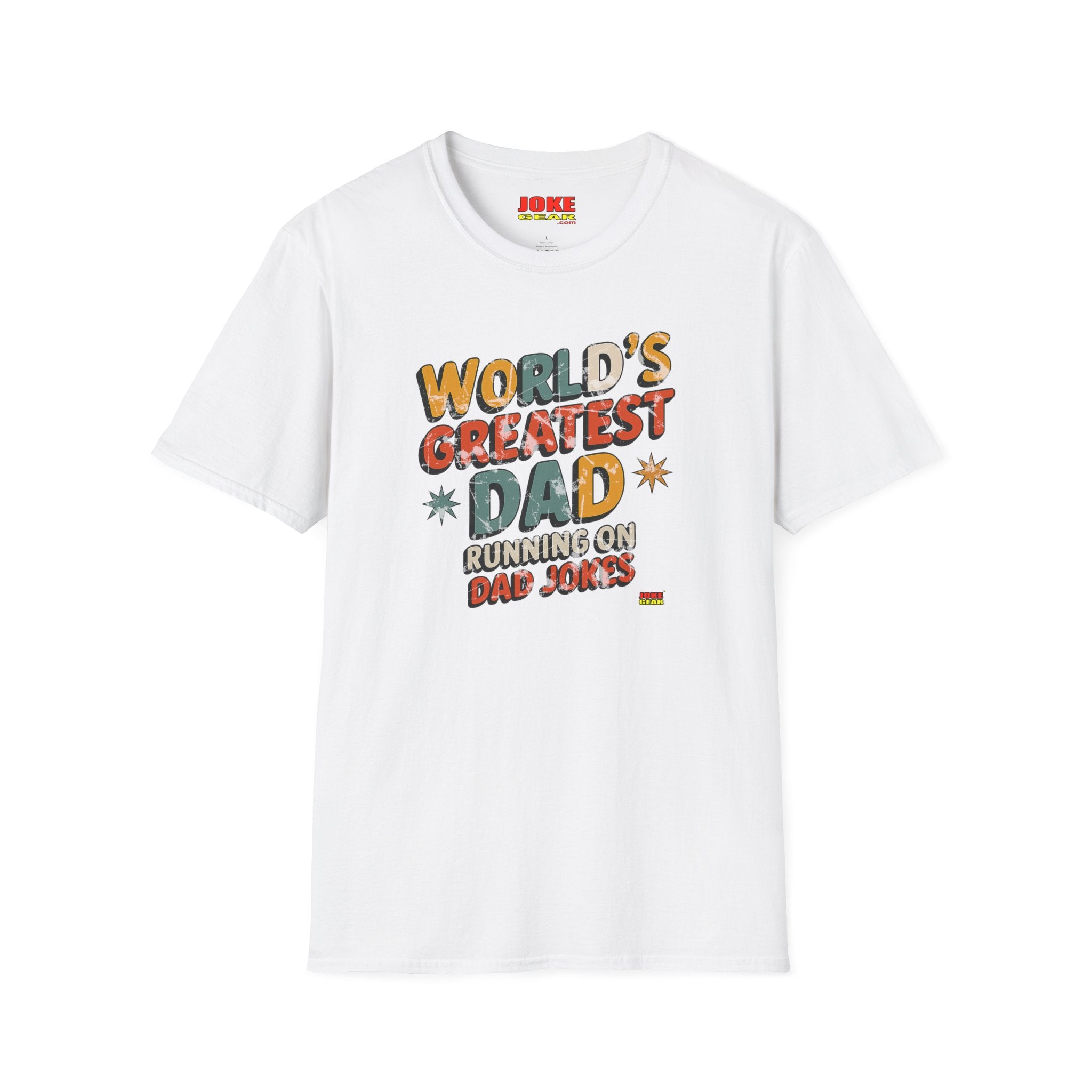World's Greatest Dad T-Shirt — Running on Dad Jokes Vintage Graphic Tee