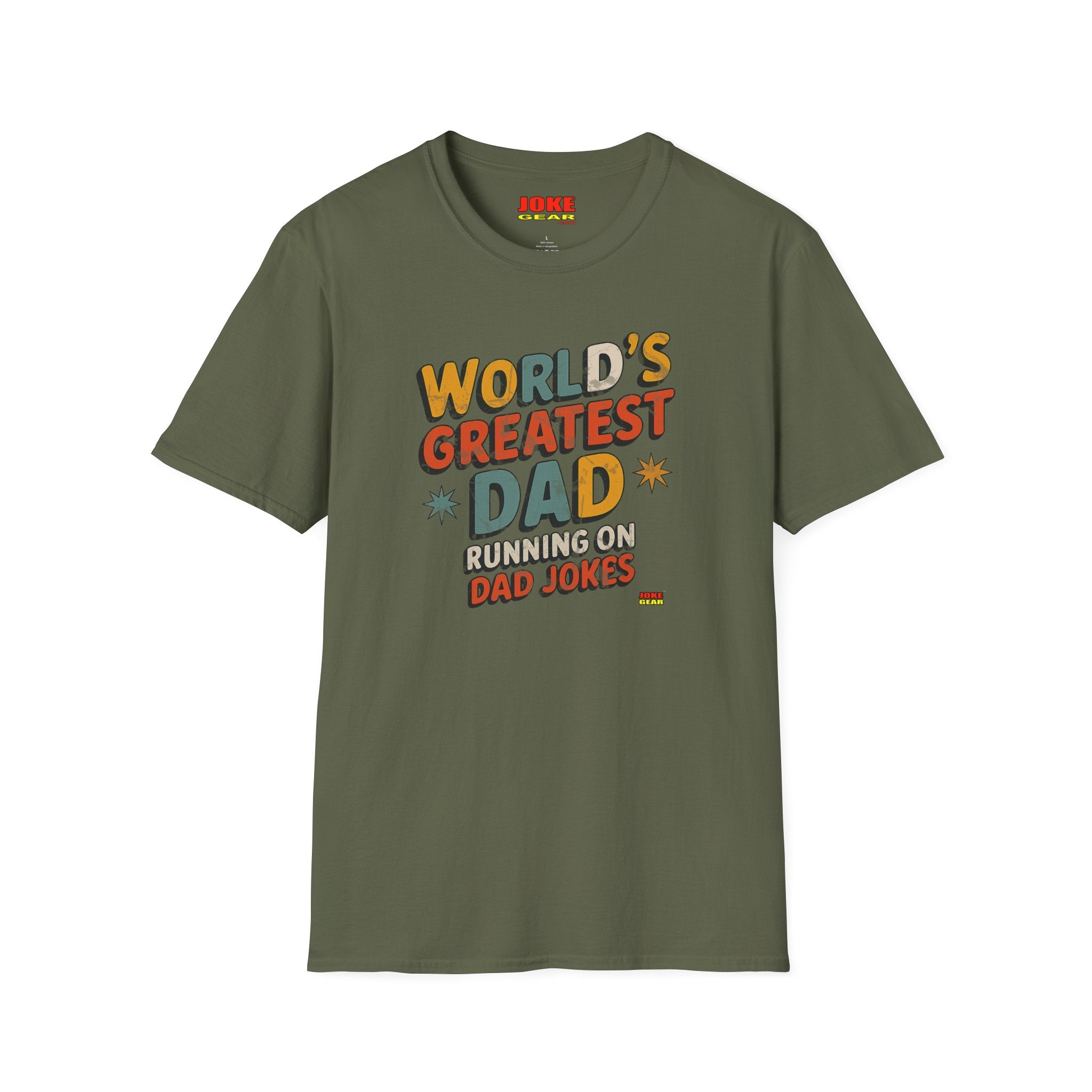 World's Greatest Dad T-Shirt — Running on Dad Jokes Vintage Graphic Tee