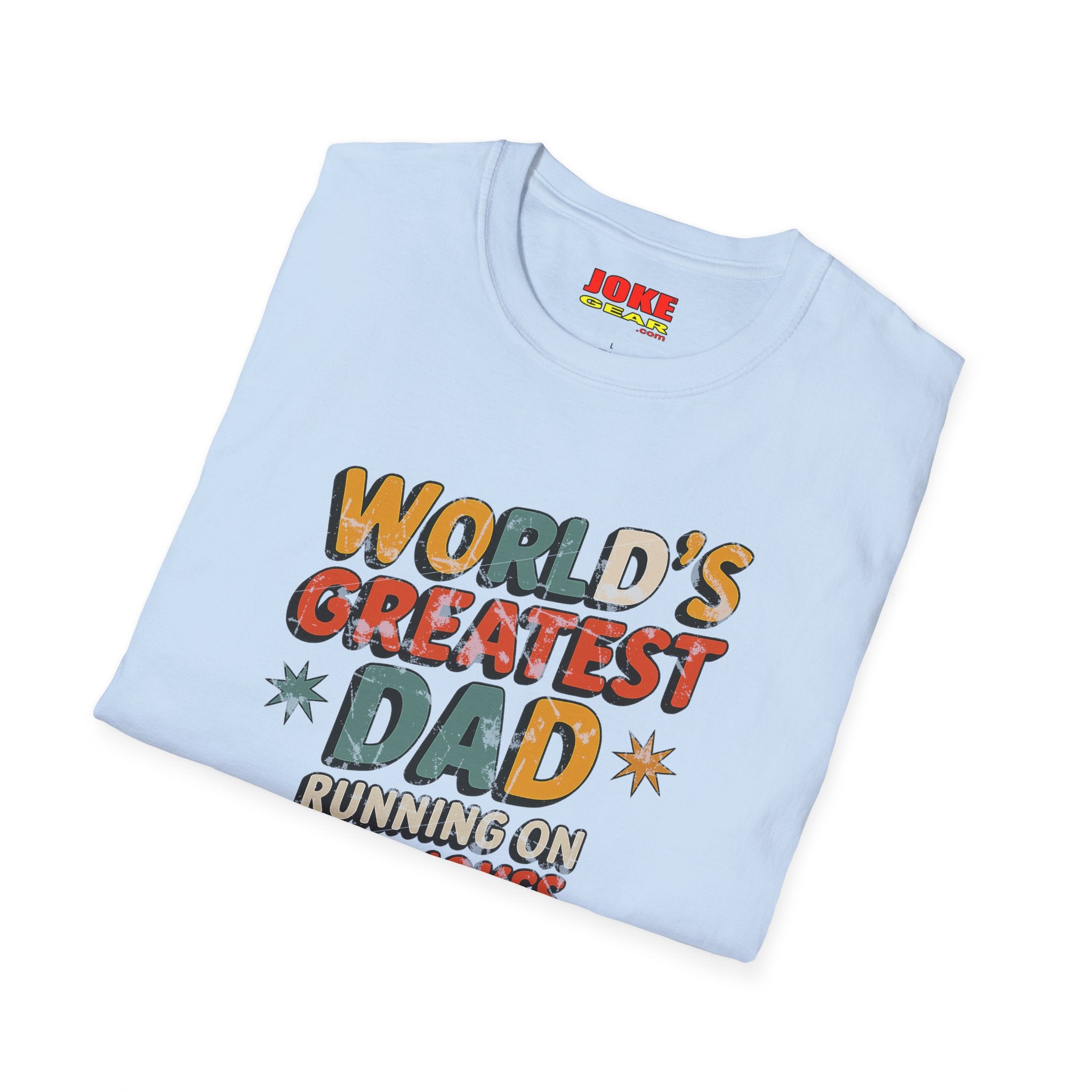 World's Greatest Dad T-Shirt — Running on Dad Jokes Vintage Graphic Tee