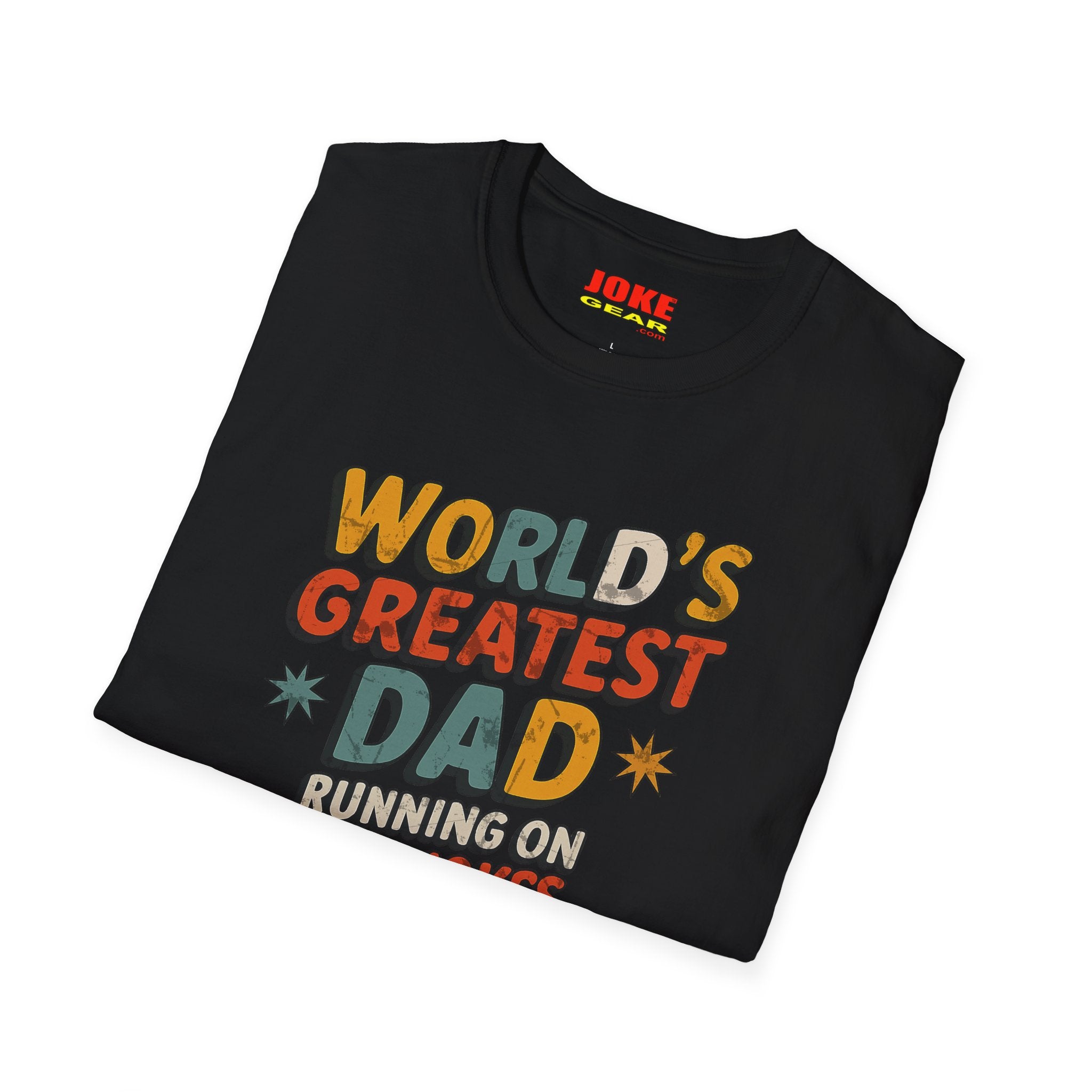 World's Greatest Dad T-Shirt — Running on Dad Jokes Vintage Graphic Tee