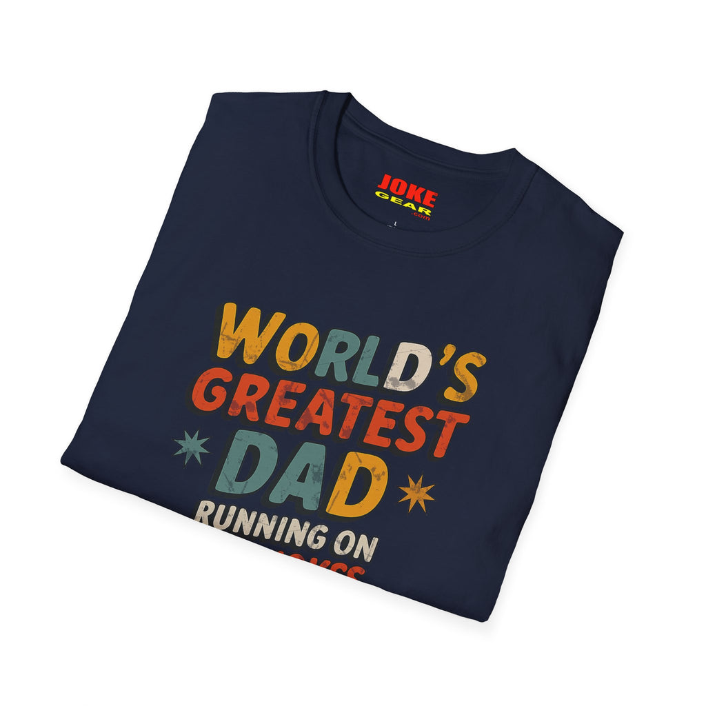World's Greatest Dad T-Shirt — Running on Dad Jokes Vintage Graphic Tee