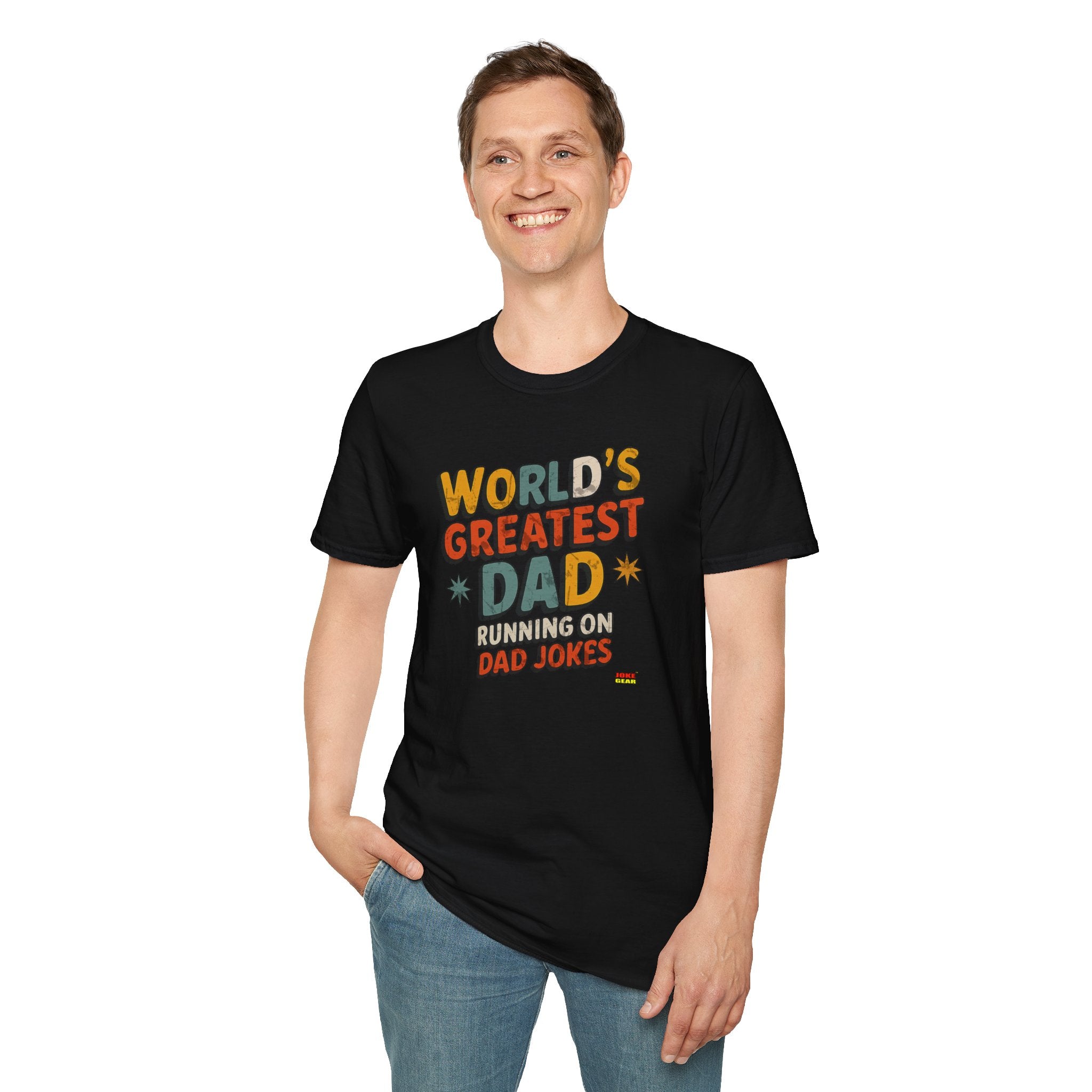World's Greatest Dad T-Shirt — Running on Dad Jokes Vintage Graphic Tee