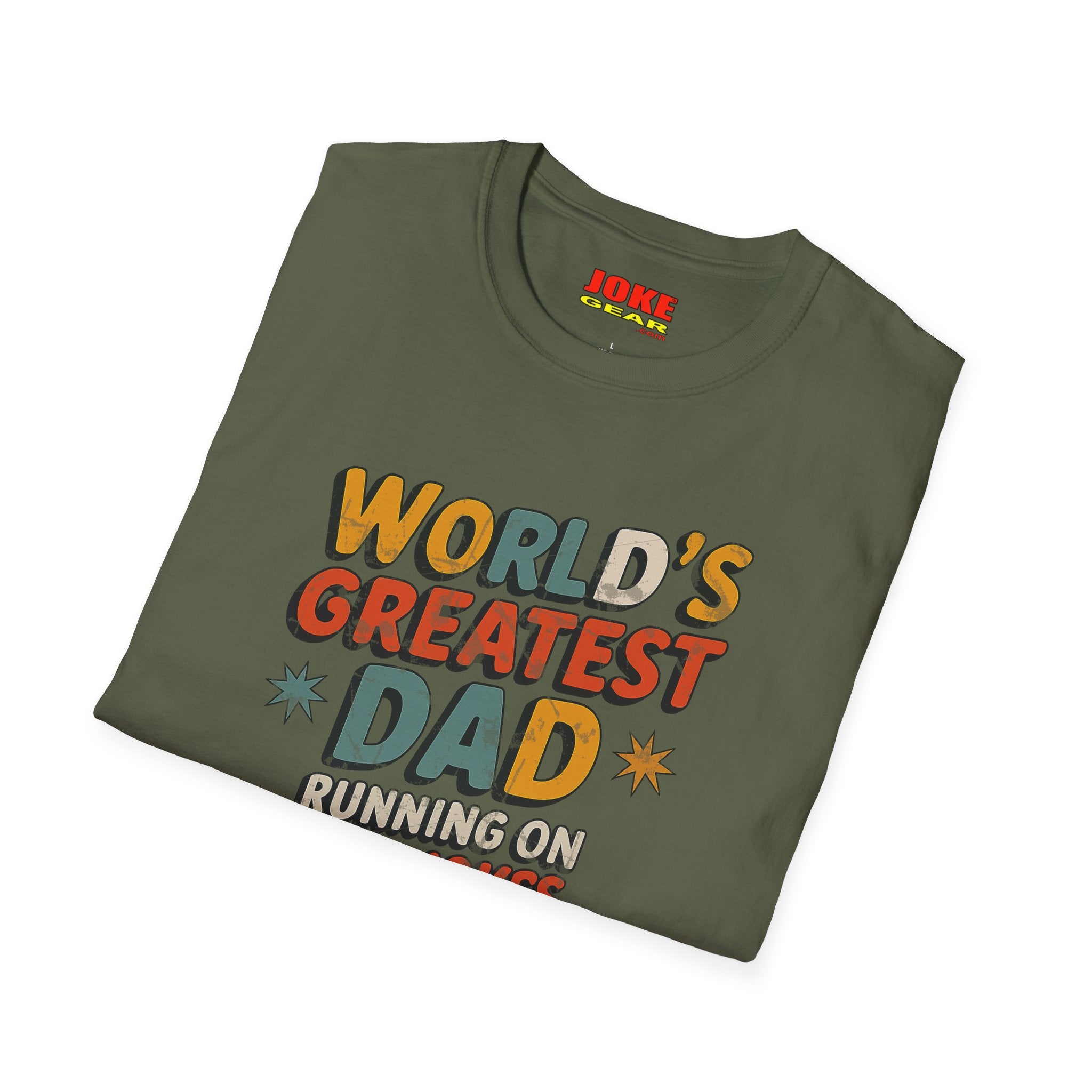 World's Greatest Dad T-Shirt — Running on Dad Jokes Vintage Graphic Tee