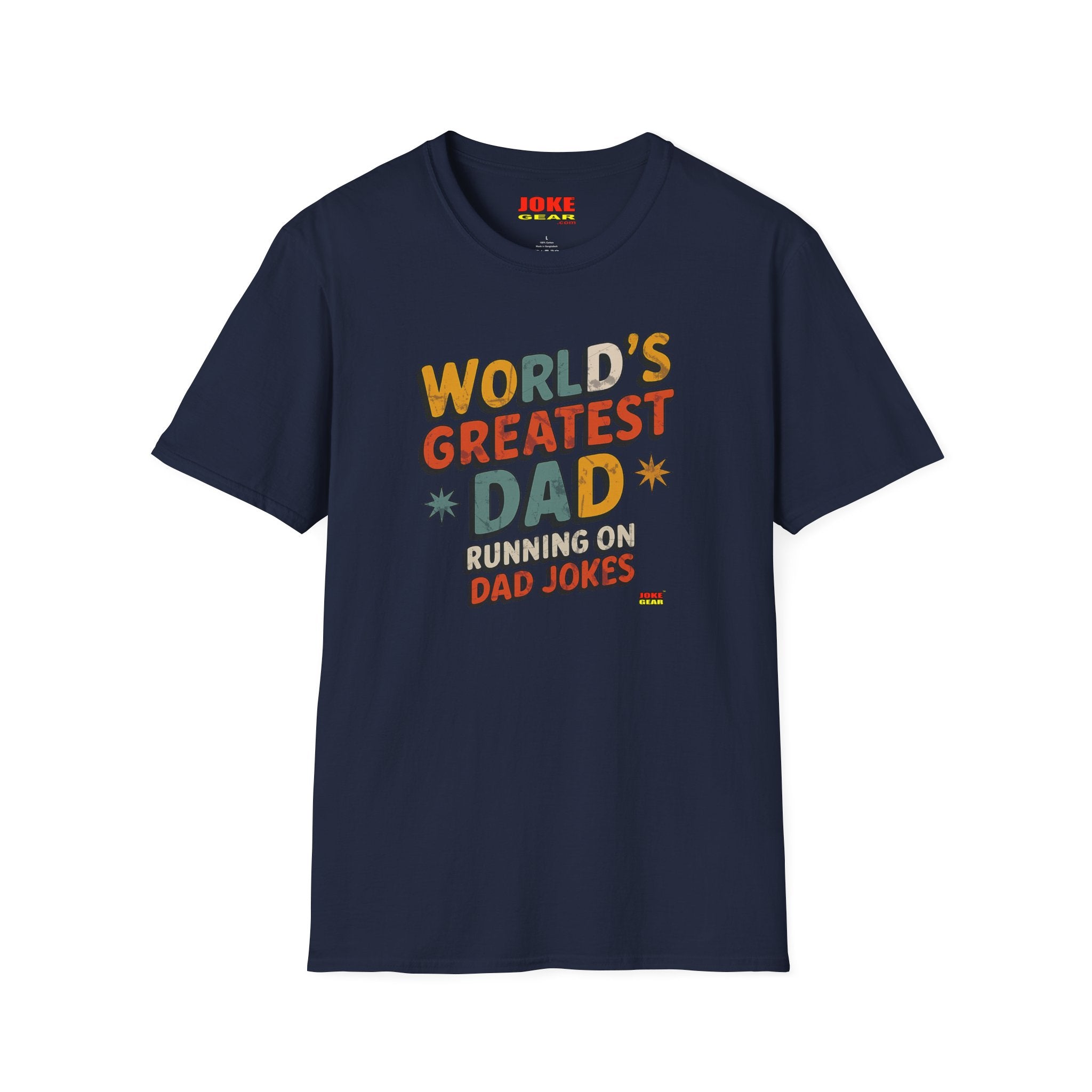 World's Greatest Dad T-Shirt — Running on Dad Jokes Vintage Graphic Tee