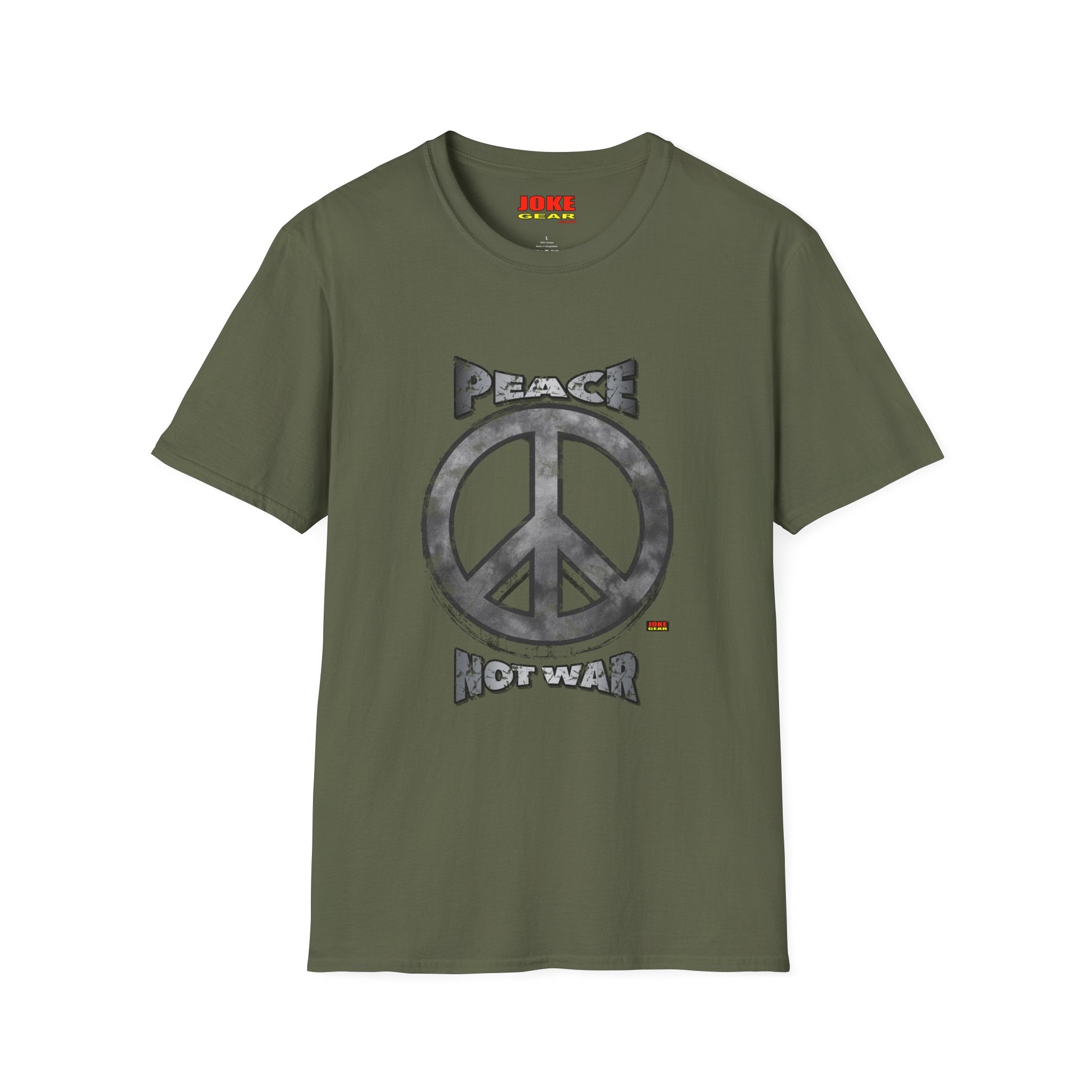 Peace NOT War T-Shirt — Distressed Camo Peace Sign Graphic Tee