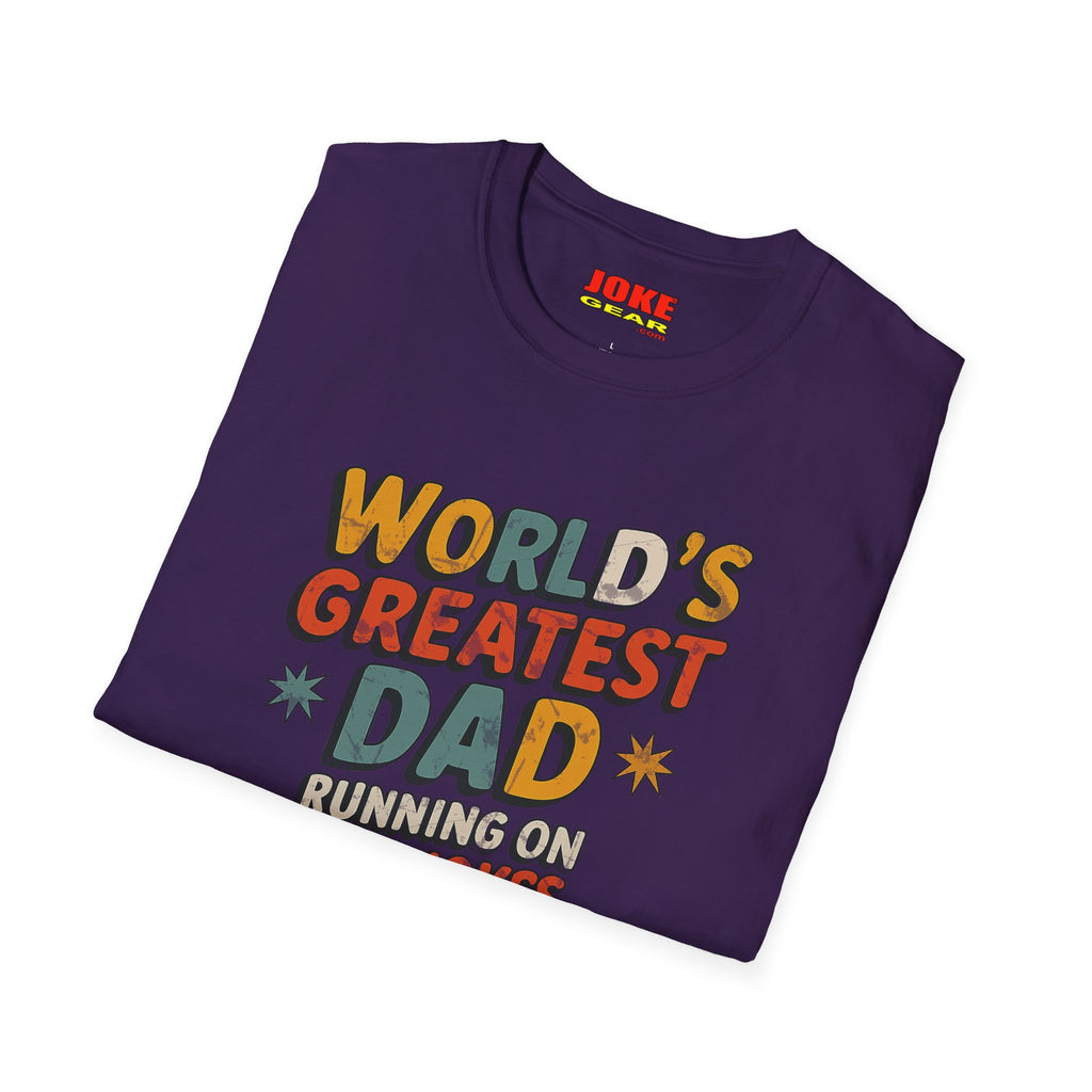 World's Greatest Dad T-Shirt — Running on Dad Jokes Vintage Graphic Tee