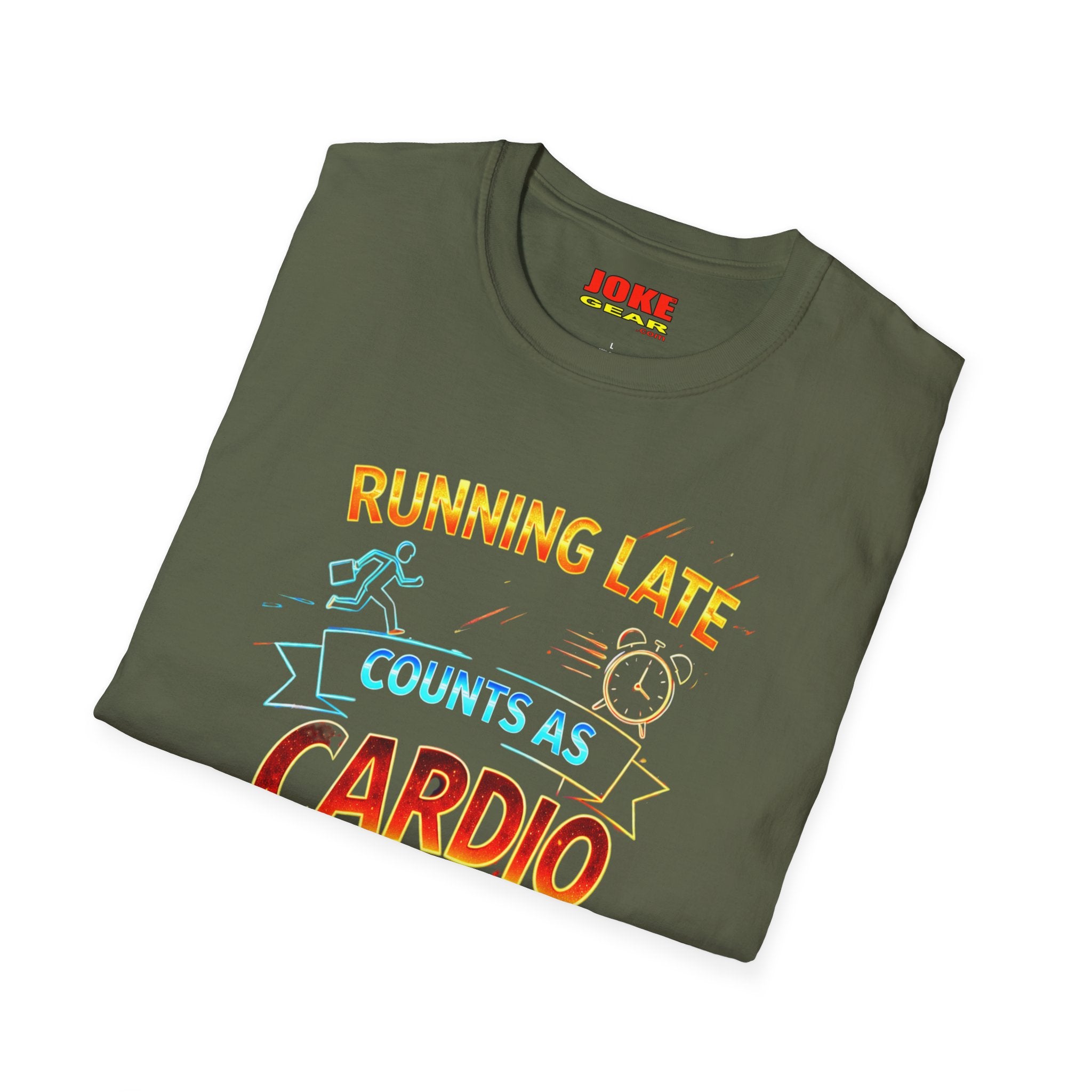 Running Late Counts As Cardio T-Shirt — Funny Fitness Graphic Tee
