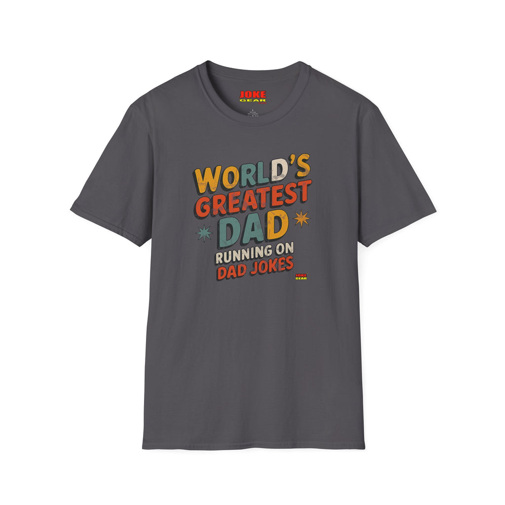 World's Greatest Dad T-Shirt — Running on Dad Jokes Vintage Graphic Tee