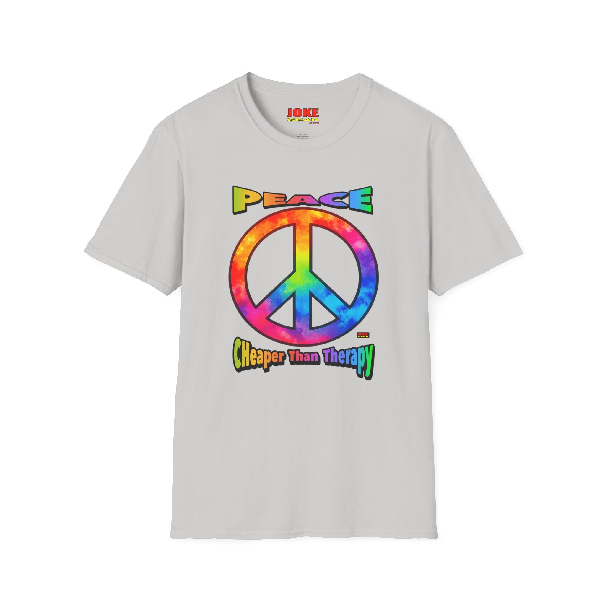 Peace Tie-Dye Graphic T-Shirt — "Peace: Cheaper Than Therapy" Retro Hippie Tee