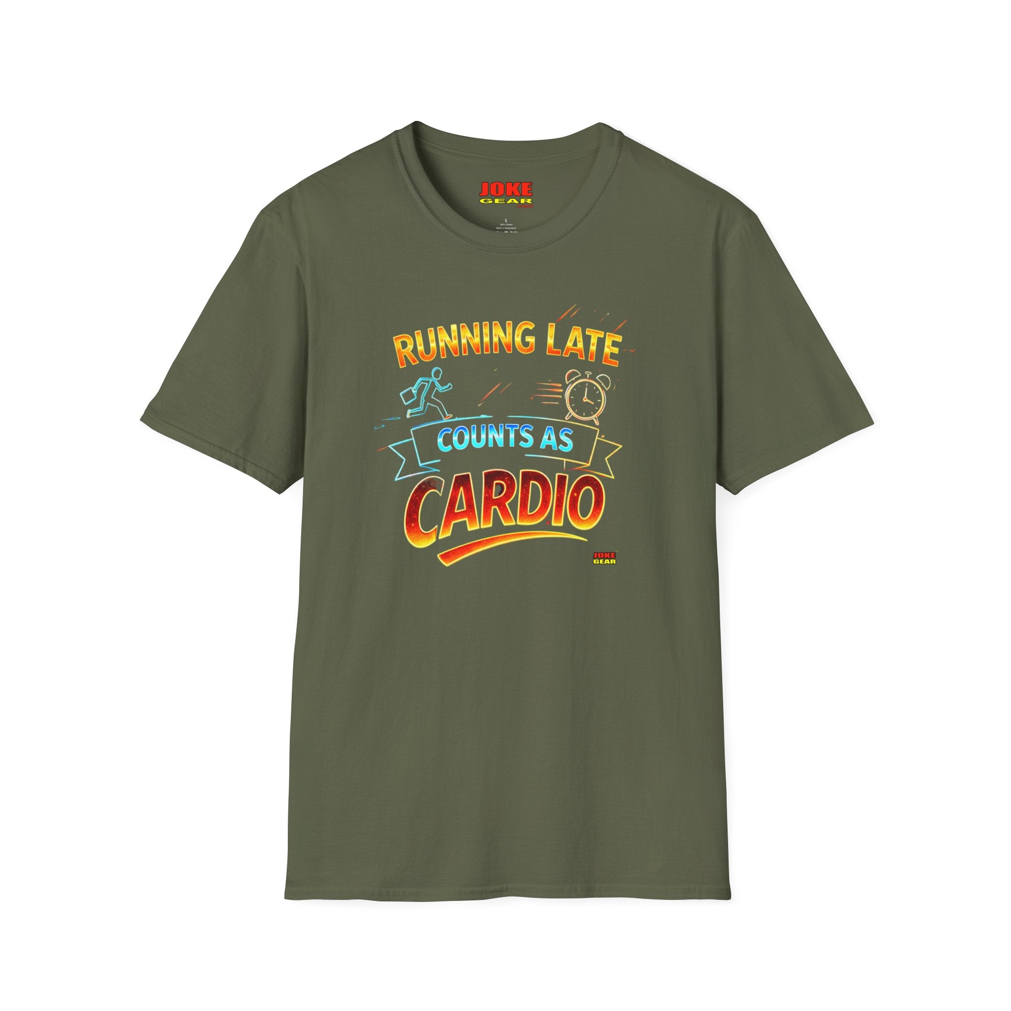Running Late Counts As Cardio T-Shirt — Funny Fitness Graphic Tee